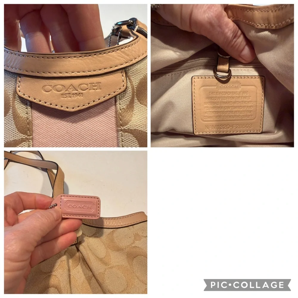Coach Pinkish/Beige Monogram Cloth Leather Shoulderbag Tote - Picture 2 of 6